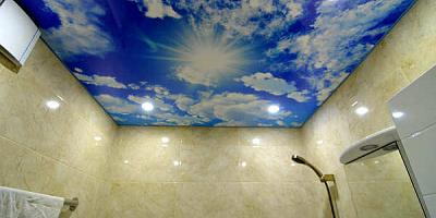 Натяжной потолок с фотопечатью для ванной 7 кв.м